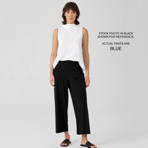 Eileen Fisher BLUE Traceable Cotton Jersey Cropped Straight Pant BLUE